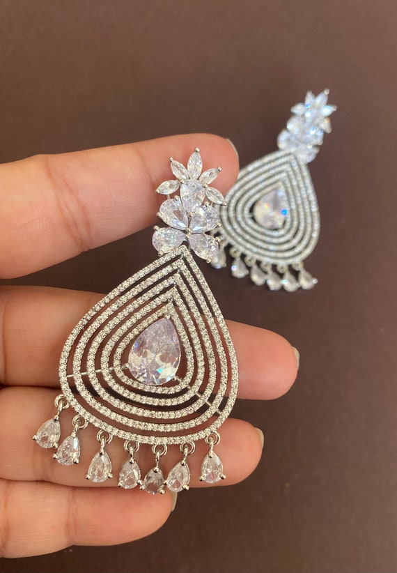 Unique Design American Diamond Earrings Cz Earrings Party