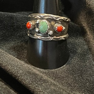 Vintage Turquoise and Coral ring