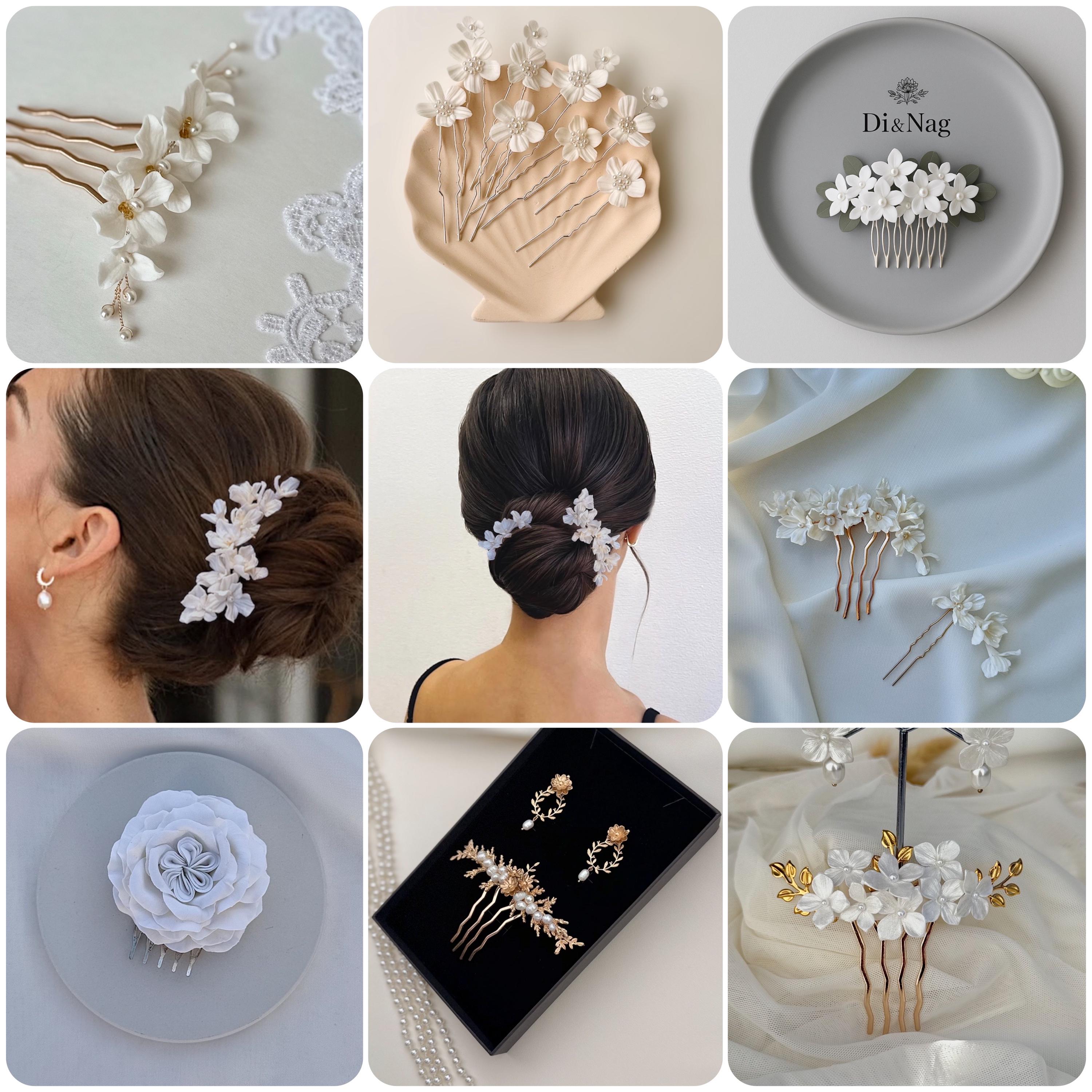 Handmade Hair Flower with pearls branches