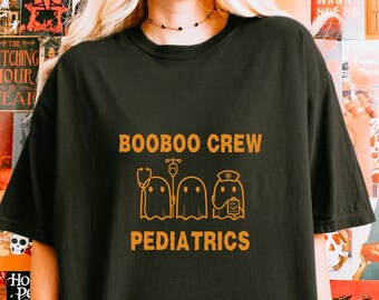 Pediatrics Nurse Halloween T-Shirt, Booboo Crew Ghost Tee