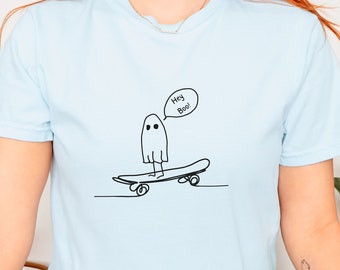 Funny Ghost Skateboard Shirt, Comfort Colors Halloween Tee