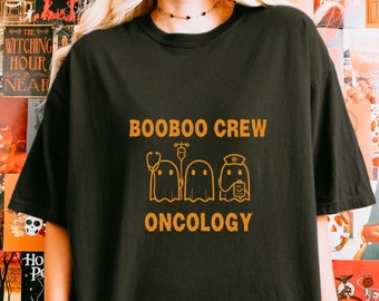Oncology Nurse Halloween T-Shirt, Booboo Crew Ghost Tee