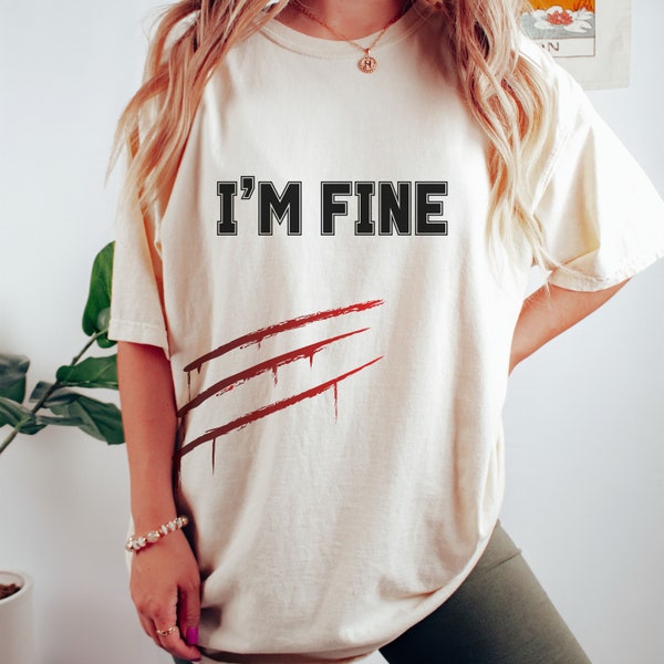 T-shirt Humoristique Halloween 'I'm Fine' - Hommes Et Femmes - Design Sanglant Et Drôle - Cadeau Fête D'Halloween