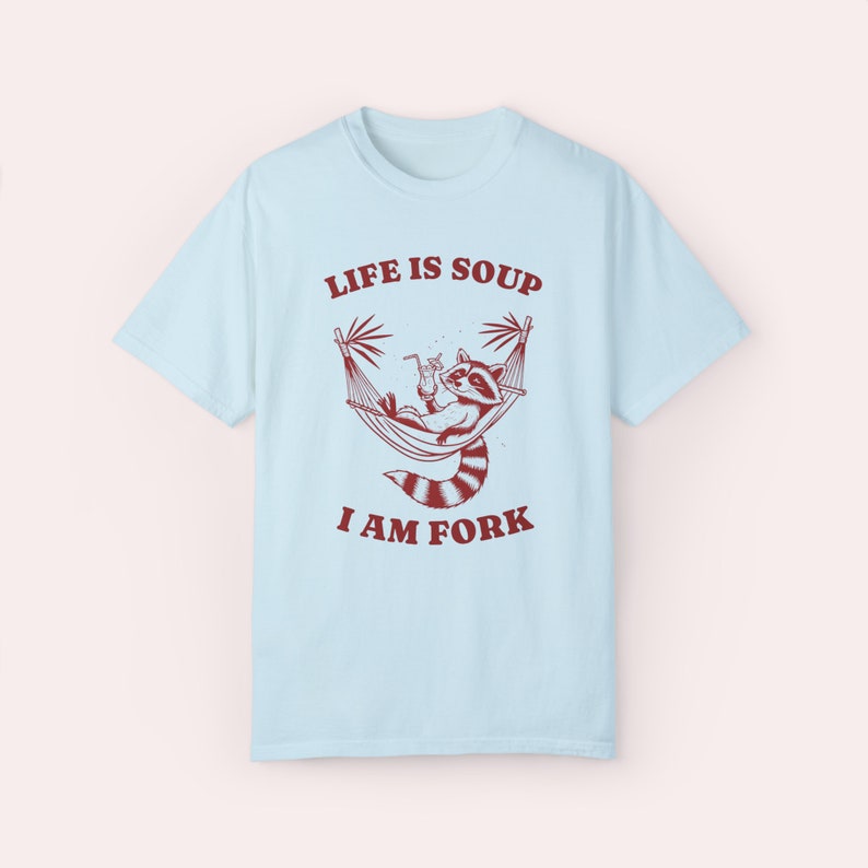 Funny Racoon Graphic Tee: Weirdcore Meme Shirt, Animal Lover Gift Chambray