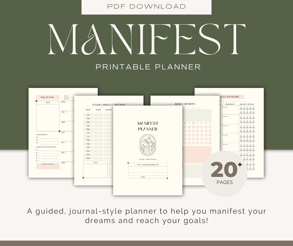 Manifestation Planner Printable Digital Planner Journal - Etsy