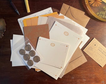 Luxe Golden Hour Letter Writing Gift Set, Celestial Sun Pen Pal Stationery Kit, Fountain Pen Paper Supplies, Handmade Pen Pal Paper Pack