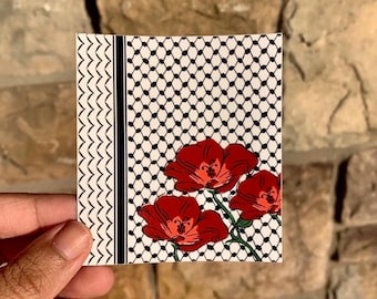 Keffiyeh & Palestinian Poppies Vinyl Sticker