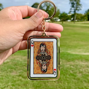 Desi Queen of Hearts Gold Edge Keychain | Desi Girl Art | Desi Gifts | Bollywood