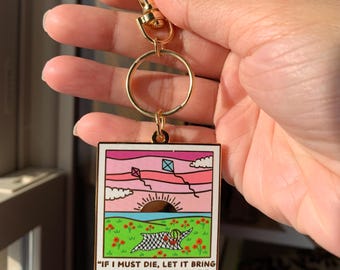 Refaat Poem Polaroid  Metal Keychain | Free Palestine | Handmade hard enamel keychain