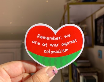 Palestine Anti-Colonialism Heart Sticker  | Free Palestine | keffiyeh, watermelon | Palestine sticker, decal for water bottle