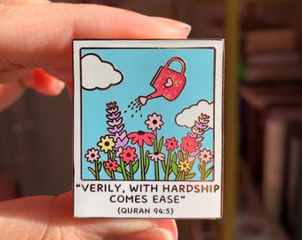 With hardship comes ease Polaroid Enamel Pin | Islamic Muslim Ramadan Gift