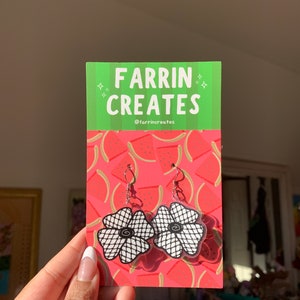 Handmade Keffiyeh Poppy Flower Earrings | Palestine Acrylic Earrings, Palestinian Jewelry, Falasteen | Free Palestine