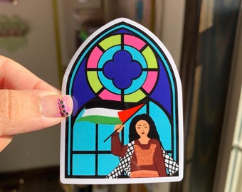 Palestine Stained Glass Waterproof Vinyl Sticker | Keffiyeh, Tatreez