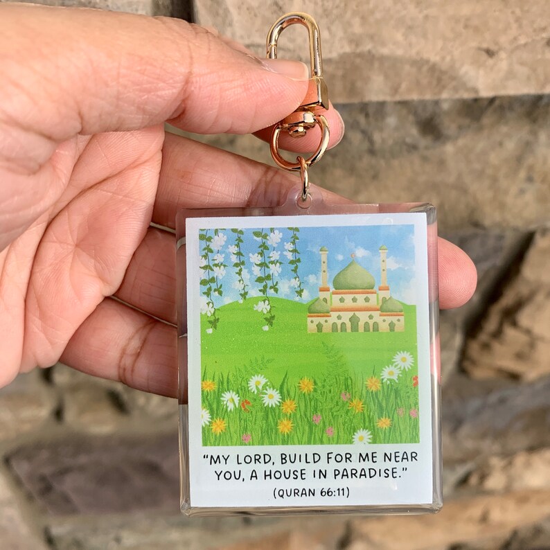 Mosque Keychain Islamic Quran Quote 66:11 Keychain | Islamic Art | Muslim Gift ...