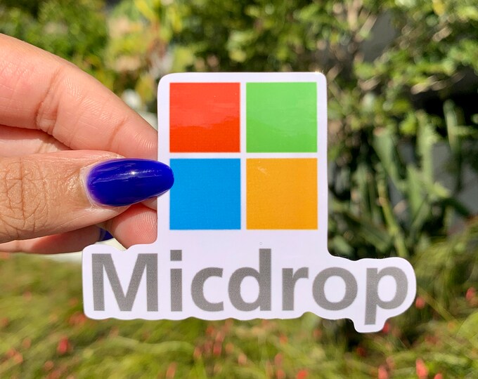 Micdrop Funny Microsoft Logo Parody Sticker | Funny Sticker for Laptop ...