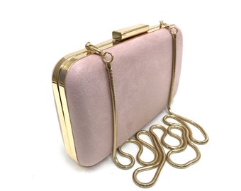 Bolso clutch de ante rosa suave, bolso de noche de ante rosa, bolso clutch de ante rosa, bolso de boda rosa de ante, bolso BRIDESMAID, clutch de fiesta de ante rosa