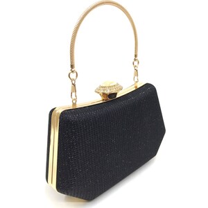 Glitzer-Stoff schwarze Clutch Geldbörse, funkelnde schwarze Abendtasche, glänzende schwarze Partytasche, stilvolle schwarze Handtasche, Nacht Geldbörse Brautjungfer Geschenk