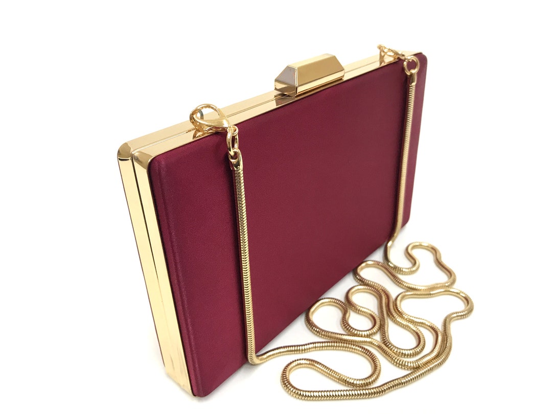 Burgundy PU Gouden Detail  Clutch - Tas