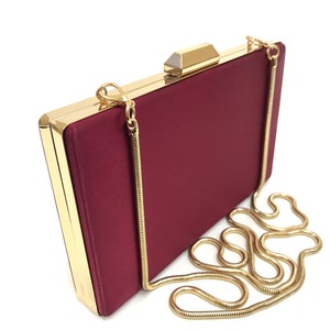 Pochette élégante bordeaux en satin doré, sac de soirée bordeaux, sac de soirée bordeaux en satin, cadeau de demoiselle d'honneur, pochette de nuit bordeaux