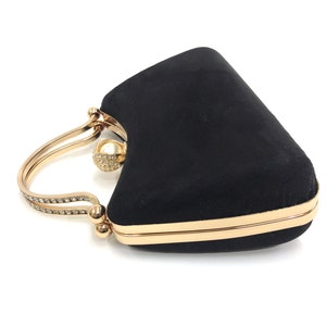 Black and Gold Suede Clutch Purse with Removable Gold-Plated Chain, Suede Black Evening Bag, Black Gold Wedding Clutch, Black Gold Hand Bag zdjęcie 6