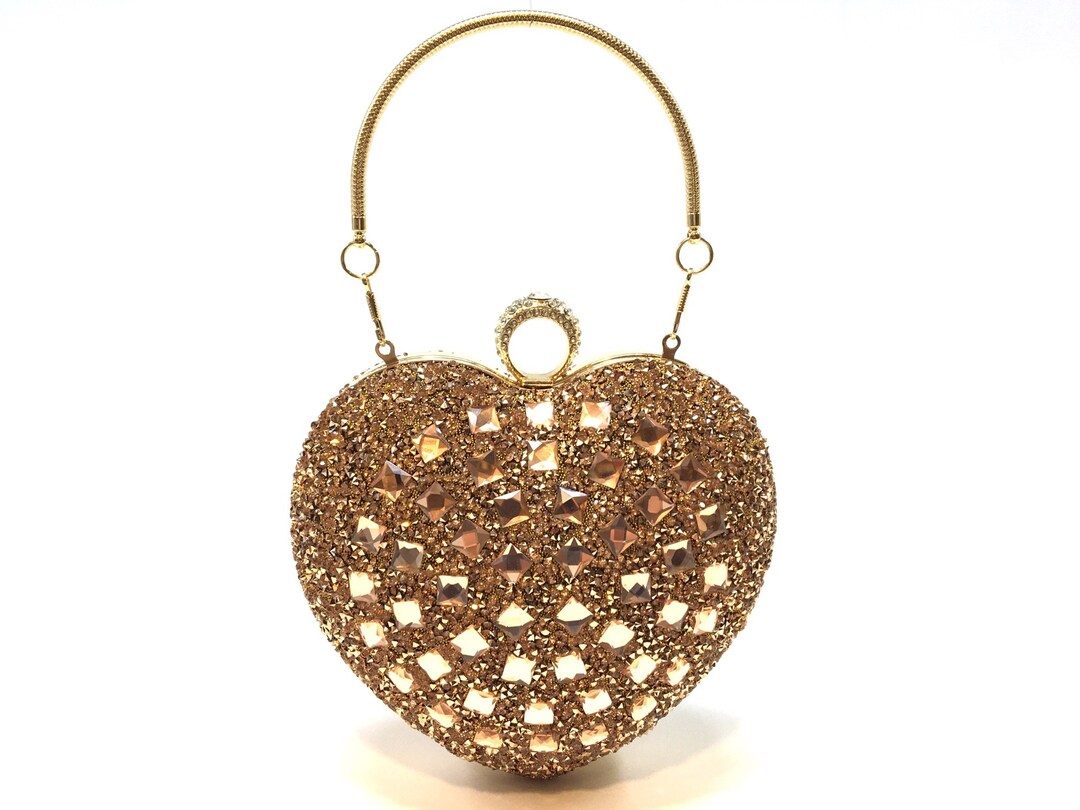 Rose Gold Clutch Purse Rose Gold Heart Bag Rose Gold Evening Etsy