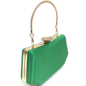 Satingrüne Abendtasche, satingrüne Luxus-Clutch-Geldbörse, grüne Party-Geldbörse, elegante grüne Handtasche, Brautjungfern-Geschenk, goldgrüne Clutch-Geldbörse