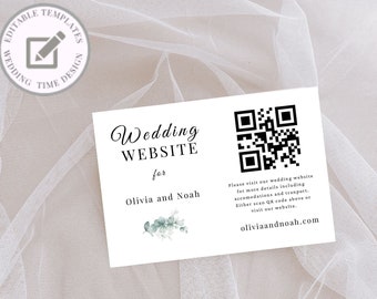 Wedding Website Insert Card QR Code, Wedding RSVP | Mobile QR Code Insert, Wedding Enclosure, Printable Modern rsvp, Instant Download