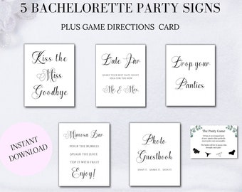 5 Bachelorette Party Signs, Game Card Info, Bachelorette Party Signs, Bridal Signs, Bachelorette Game Signs, Bridal Printable Download