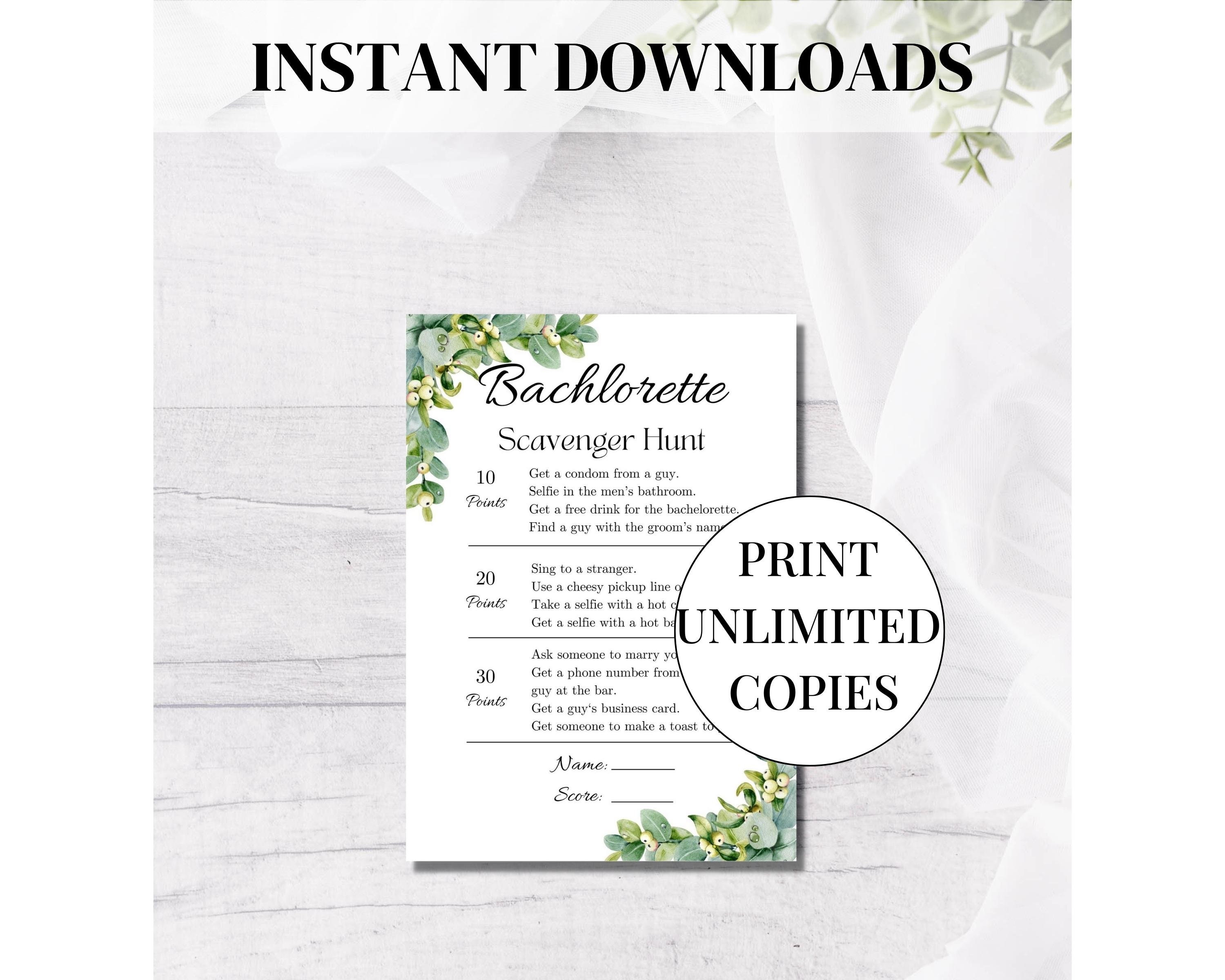 Bachelorette Editable Scavenger Hunt, Bachelorette Games, Fun ...