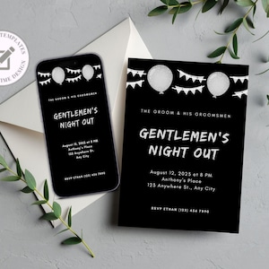 Invitación a fiesta de caballeros, plantillas de invitación a despedidas de soltero, invitación editable a despedida de soltero, invitación a una noche de chicos, noche electrónica de chicos