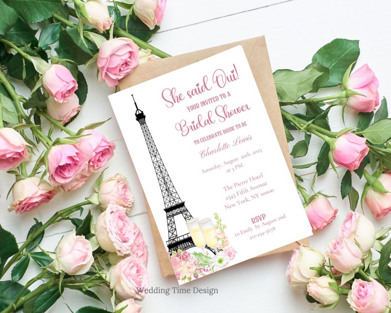 French Bridal Shower Invitation, Editable Template, French Wedding ...
