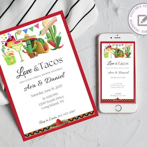 Love and Tacos Engagement or Wedding Shower, Couple’s Shower Invitation, Mexican Engagement Fiesta, Tacos Bout Love, Fiesta Couples Shower