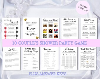 Couples Shower Games, Instant Download, Wedding Shower Games, Coed Shower Games, Joint Wedding Shower, Bride and Groom Games,
