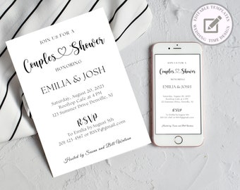 Couples Shower Invitation, His and hers couple shower invite, Printable Wedding Shower, Mobile couple shower invite, Shower Invitation