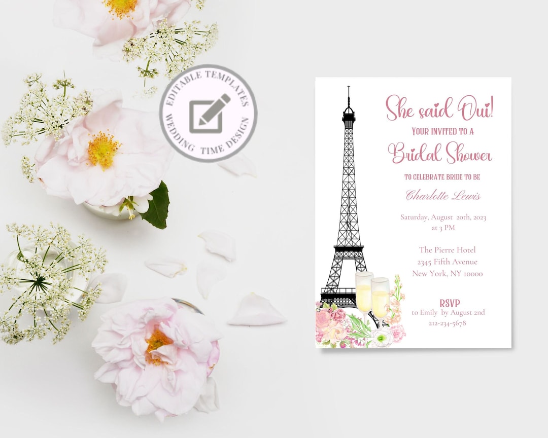 French Bridal Shower Invitation, Editable Template, French Wedding ...