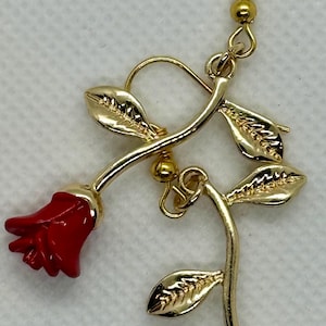 Gold rose drop earrings