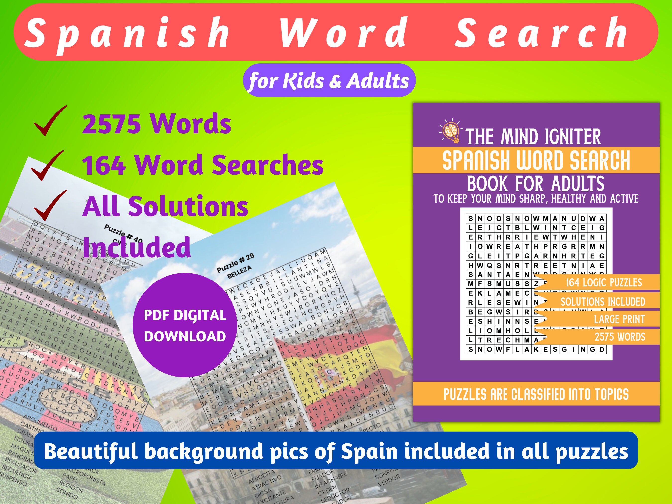 Word Search in Spanish Digital Download Spanish Word - Etsy