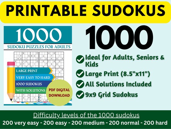 sudoku puzzle book for women: 1000 Sudoku Puzzles large print with Answers  included 100 Very Easy Sudoku, 100 Easy Sudoku, 100 Medium Sudoku, 200 Hard