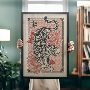 Year of the Tiger Chinese zodiac print, Chinese astrology tiger print, lunar new year art, tiger wall art, Chinese wall art, feng shui print