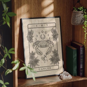 Stampa senza cornice dei tarocchi del Cancro, stampa artistica stregata in stile gotico, dark academia di dead lonely co. Un regalo ideale per il Cancro. Grande o piccolo