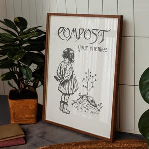 mcm compost your feinds mid century Modern Poster, Retro gothic Dekor, alternativer Kunstdruck, lustige Vintage Wandkunst, Geschenk für Gärtner