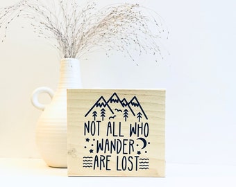 Travel Sign, Wanderlust Sign, Adventurer Quote Block, Desk Accessories, Travel Quote, Travel Wall Decor, Home Decor, Mini Wood Wall Print