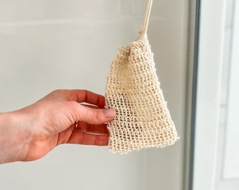 Sisal Soap Saver with Drawstring| Natural Sisal Bag