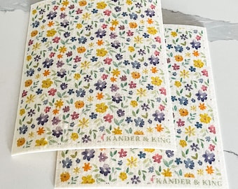 Wildflowers Swedish Sponge Cloth Set - 100% Natural and Biodegradable Reusable Sponge Cloth