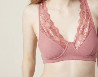 Casi nada LA, Desert Rose Rib Tank Estilo Bralette Underwire