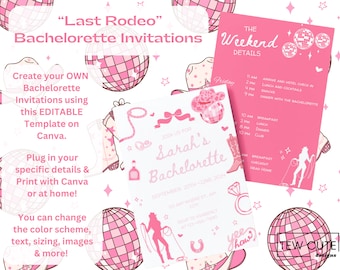 Dernières invitations sur le thème du rodéo | Invitations modifiables EVJF | Itinéraire du week-end | Modèle de cow-girl