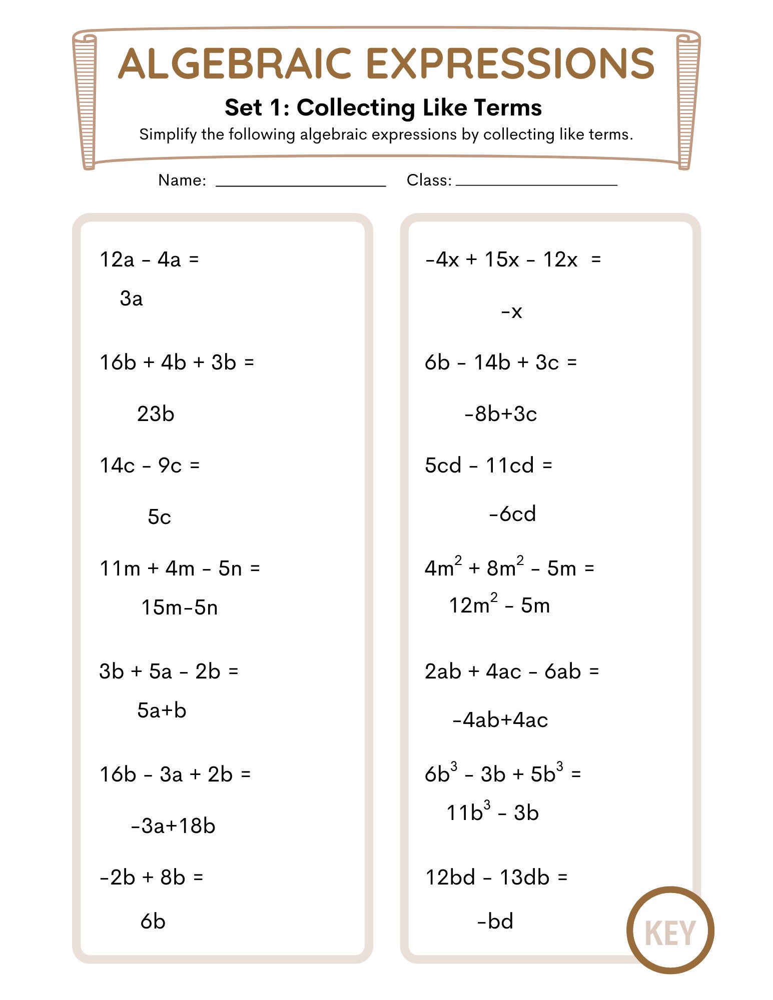 Algebraic Expressions Worksheets - Etsy, image size:1545x2000