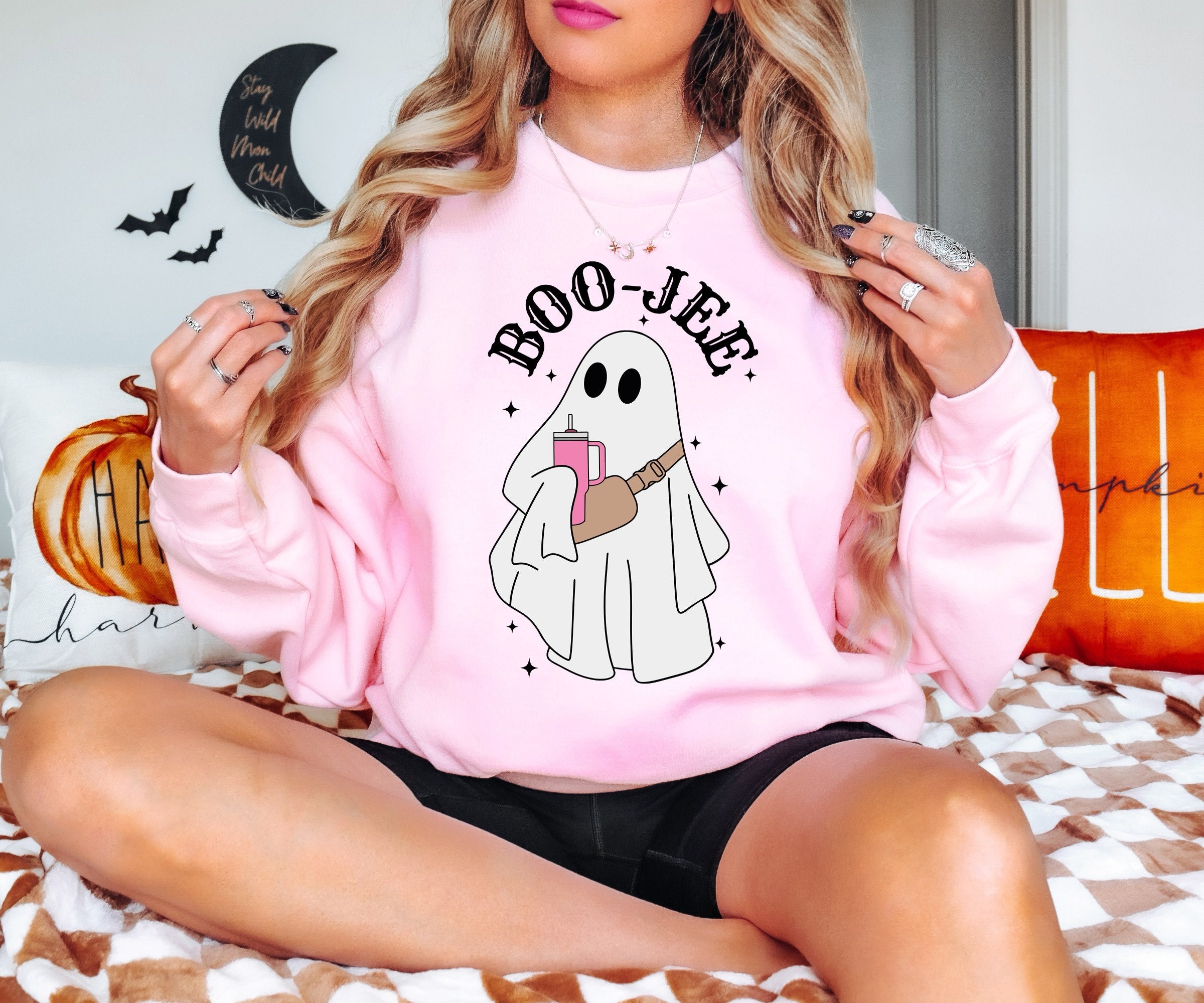 BooJee, Boujee, Boo Jee Ghost, Halloween,' Unisex Crewneck Sweatshirt