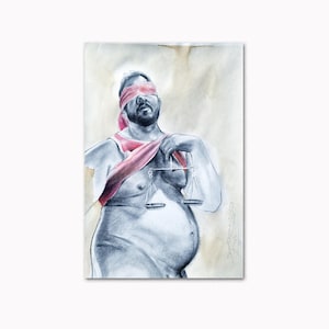 Original Graphite Drawing: Male Figure with Scales - LGBTQ+ Pride Art