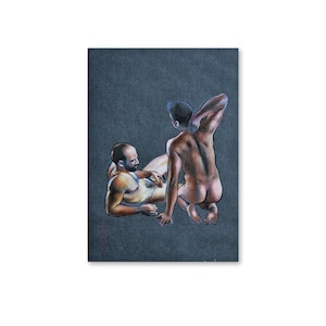 Männliche Figuren Bleistiftzeichnung, Gay Kunst von zwei Männern, Mann Körper Original Kunstwerk, gerahmtes Kunstwerk, Pride Art Wohnkultur, Gay Paar Kunstwerk